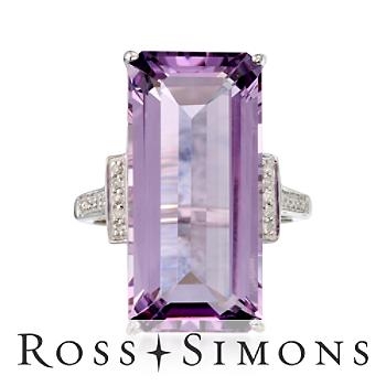 15.50 Carat Amethyst and .10 ct. t.w. Diamond Ring In Sterling Silver ross simons amethyst rings
