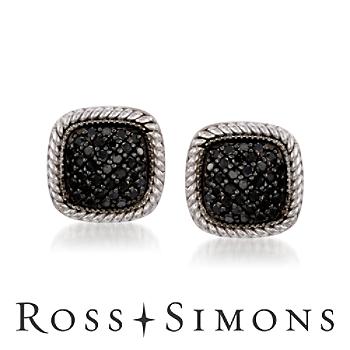 .50 ct. t.w. Black Diamond Earrings In Sterling Silver. Post Earrings black diamond earrings for women