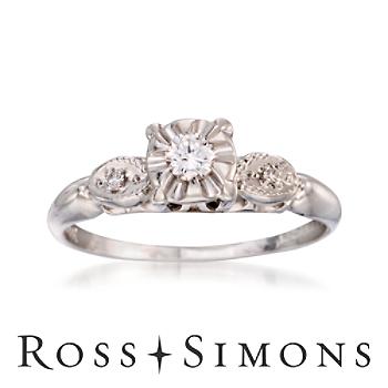 C. 1990 Vintage .16ct t.w. Diamond Engagement Ring In Gold. Size 6.5