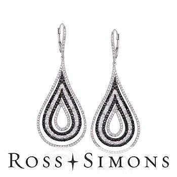 3.52 ct. t.w. Black and White Diamond Drop Earrings In 18kt White Gold black and white diamond earrings
