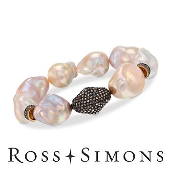 15-16mm Multicolored Pearl, 4.00ct t.w. Diamond Bracelet. Adjustable Size