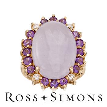 C. 2000. Vintage Jade, 1.15ct t.w. Amethyst Ring, .20ct t.w. Diamonds. Size 6 february birthstone rings