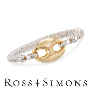 Italian Two-Tone Marine Link Bangle Bracelet