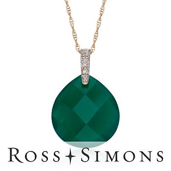 Green Agate Drop Necklace With Diamonds In 14kt Yellow Gold