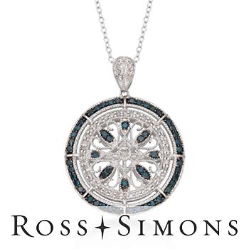 1.00ct t.w. Blue, White Diamond Filigree Circle Necklace In Silver