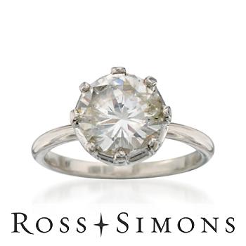 C.1960 Vintage 2.24ct Diamond Solitaire Ring In Platinum . Size 4.5