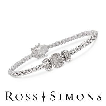 .25 ct. t.w. Diamond Barrel Bead Bracelet In Sterling Silver