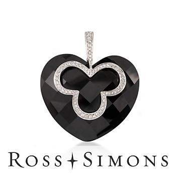 Black Onyx and .25 ct. t.w. Diamond Heart Pendant In 18kt White Gold