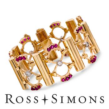 C. 1960. Vintage 1.00ct t.w. Diamond, 4.25ct t.w. Ruby Bracelet. 7