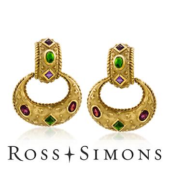 C. 1980 Vintage 5.00 ct. t.w. Multi-Gem Earrings In 14kt Yellow Gold