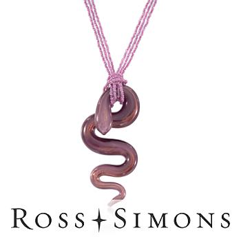 Italian Murano Glass Three-Strand Snake Necklace In 14kt Yellow Gold