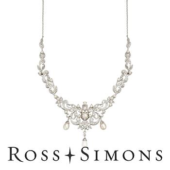 1.10 ct. t.w. Diamond and Pearl Necklace In Sterling Silver. 18