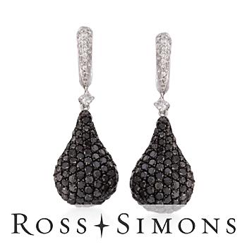4.40ct t.w. Black, White Diamond Pear-Shaped Drop Earrings In Gold