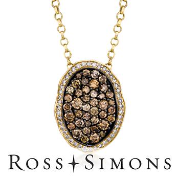 1.20 ct. t.w. Brown and White Diamond Pendant Necklace In 14kt Yellow Gold. 18"