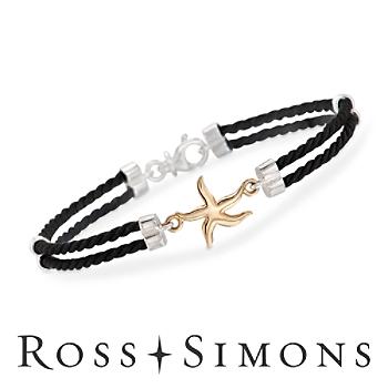 Italian Cord Starfish Charm Bracelet In Two-Tone