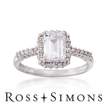 2.00ct White Topaz, .15ct t.w. Diamond Ring In 14kt White Gold
