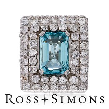 C. 1950 Vintage 11.25ct Aquamarine, 6.00ct t.w. Diamond Ring. Size 5.5 vintage aquamarine rings