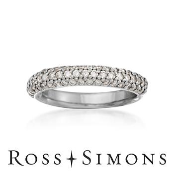 .75 ct. t.w. Pave Diamond Dome Ring In 14kt White Gold. Size 6.5