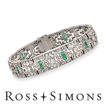C. 1990 Vintage 2.40ct t.w. Emerald, 6.40ct t.w. Diamond Bracelet. 6.75" vintage emerald jewelry