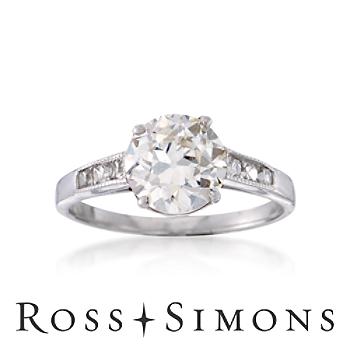 C. 1990 Vintage 1.80ct t.w. Diamond Engagement Ring. Size 5.25 Vintage Diamond Engagement Rings