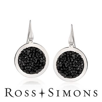 Black Swarovski Crystal Drop Earrings In Sterling Silver