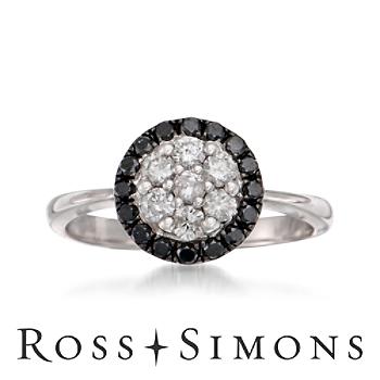 .68 ct. t.w. Black and White Diamond Ring In 14kt White Gold