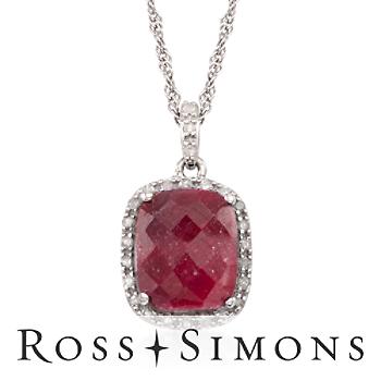 6.75ct Ruby, .25ct t.w. Diamond Pendant Necklace In Silver. 18