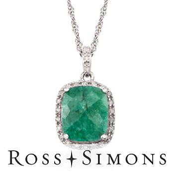 5.25ct Emerald, .25ct t.w. Diamond Pendant Necklace. 18