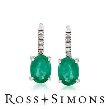 2.20 ct. t.w. Emerald Earrings With Diamonds In 14kt White Gold may birthstone earrings