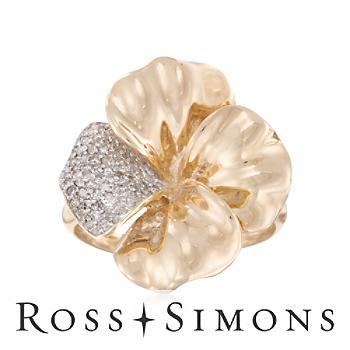 .16 ct. t.w. Diamond Flower Ring In 14kt Yellow Gold