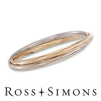 C. 1990 Vintage 14kt Two-Tone Gold Bypass Bangle Bracelets. 7