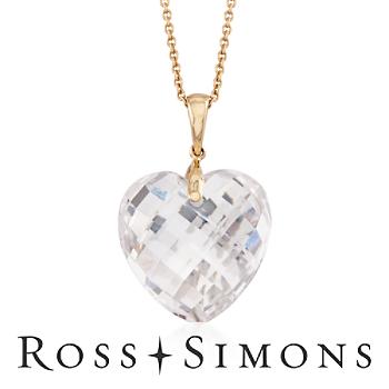 Rock Crystal Heart Necklace In 14kt Yellow Gold