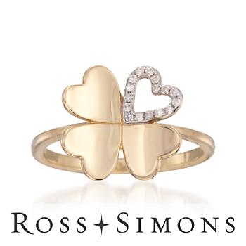Diamond Clover Ring In 14kt Yellow Gold