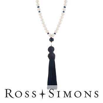 Pearl, 9.50ct t.w. Sapphire Navy Tassel Necklace In Gold. 30