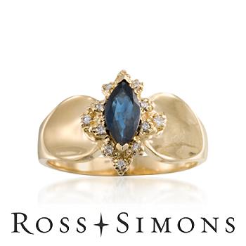 C. 1980 Vintage .65ct Sapphire Ring, Diamonds In Gold. Size 6