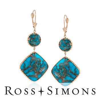 Mojave Turquoise Earrings In 14kt Yellow Gold