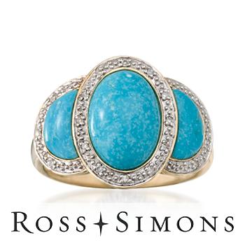 Turquoise and 2.00 ct.T .W. Diamond Ring In 14kt Yellow Gold
