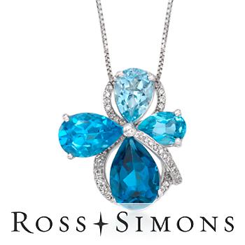 14.00ct t.w. Blue Topaz, .31ct t.w. Diamond Necklace In Gold Necklace