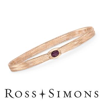 Italian 14kt Gold Mesh .50 Carat Ruby Bangle Bracelet