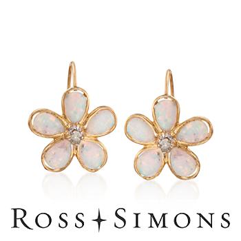 Opal Daisy Earrings In 14kt Yellow Gold