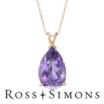 8.50 Carat Amethyst Drop Necklace In 14kt Yellow Gold