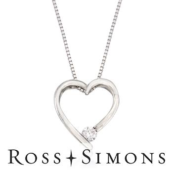 .10ct Diamond Open Heart Pendant Necklace In Silver. 18