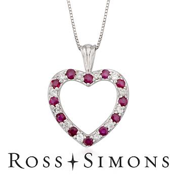 .45ct t.w. Ruby, .12ct t.w. Diamond Heart Pendant Necklace. 16