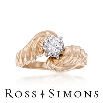 C. 1980 Vintage .80 Carat Diamond Ring In 14kt Yellow Gold. Size 6.5