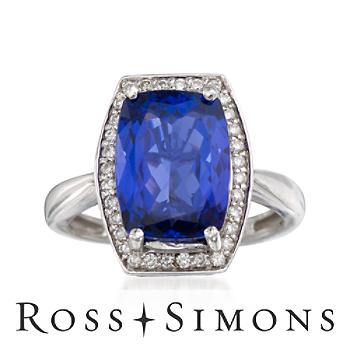 5.25ct Tanzanite, .35ct t.w. Diamond Ring In 14kt White Gold. Size 7 tanzanite rings white gold