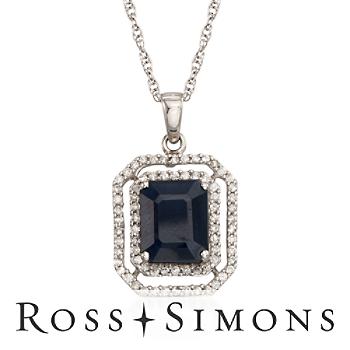 2.90ct Sapphire, .40ct t.w. Diamond Drop Necklace In Gold. 18