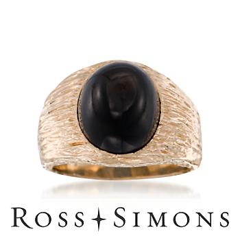 C. 1960 Vintage 13.40ct Black Sapphire Ring In Gold. Size 7.5