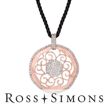 1.05ct t.w. Diamond Disc Pendant, Black Cord, 14kt Rose Gold. 18