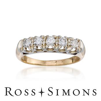 C. 1970 Vintage .50ct t.w. Diamond 5-Stone Ring In Gold. Size 6.75