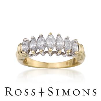 C. 1980 Vintage 1.00ct t.w. Diamond 7-Stone Ring In Gold. Size 5.5
